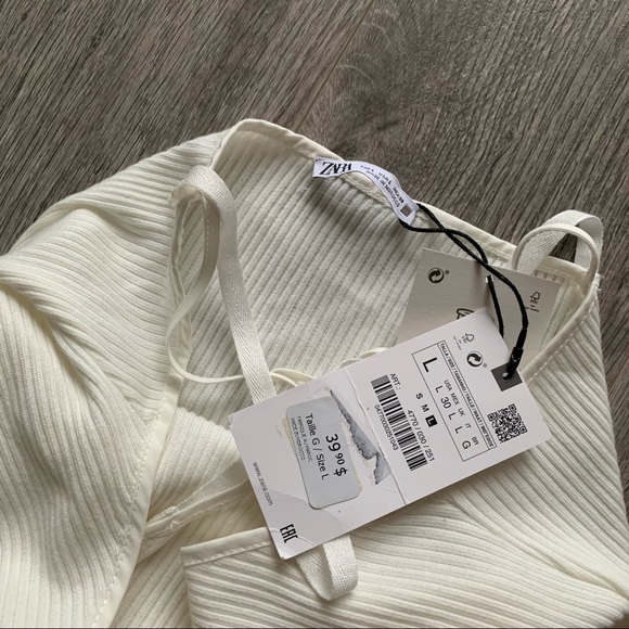 Zara Ribbed Midi Dress Oyster White BNWT - Picture 5 of 5